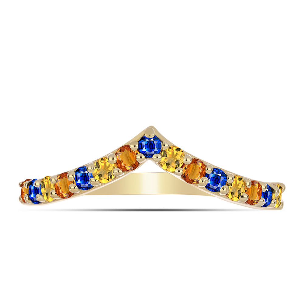Inel din Argint 925 Placat cu Aur ( 1.95 grame ) cu Safir Curcubeu 0.76 Carate 2 