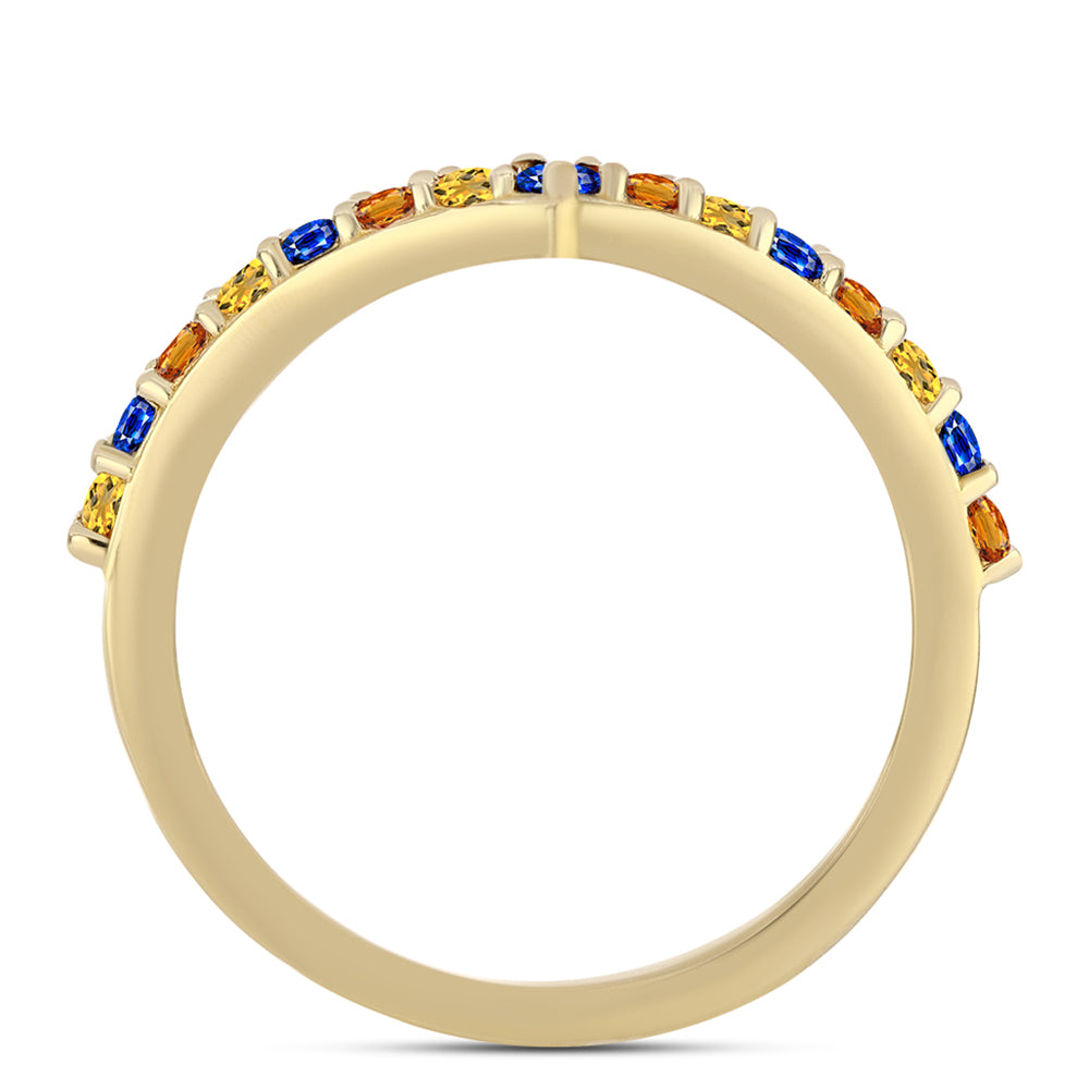 Inel din Argint 925 Placat cu Aur ( 1.95 grame ) cu Safir Curcubeu 0.76 Carate 3 