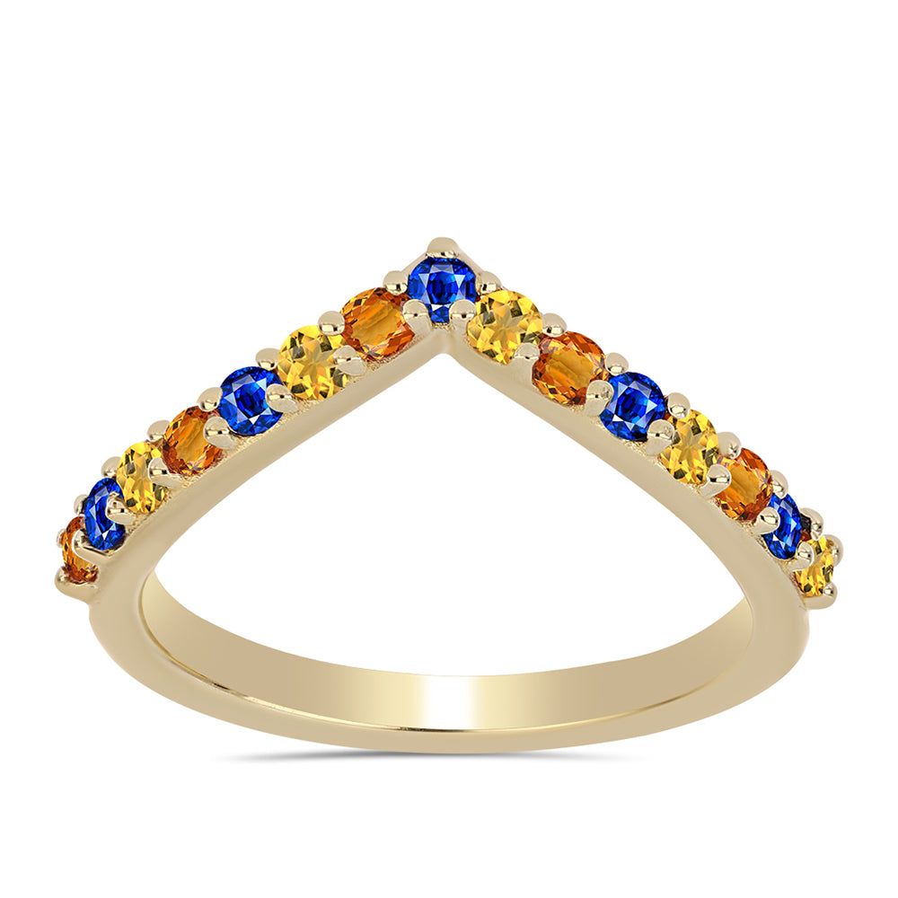 Inel din Argint 925 Placat cu Aur ( 1.95 grame ) cu Safir Curcubeu 0.76 Carate 1 