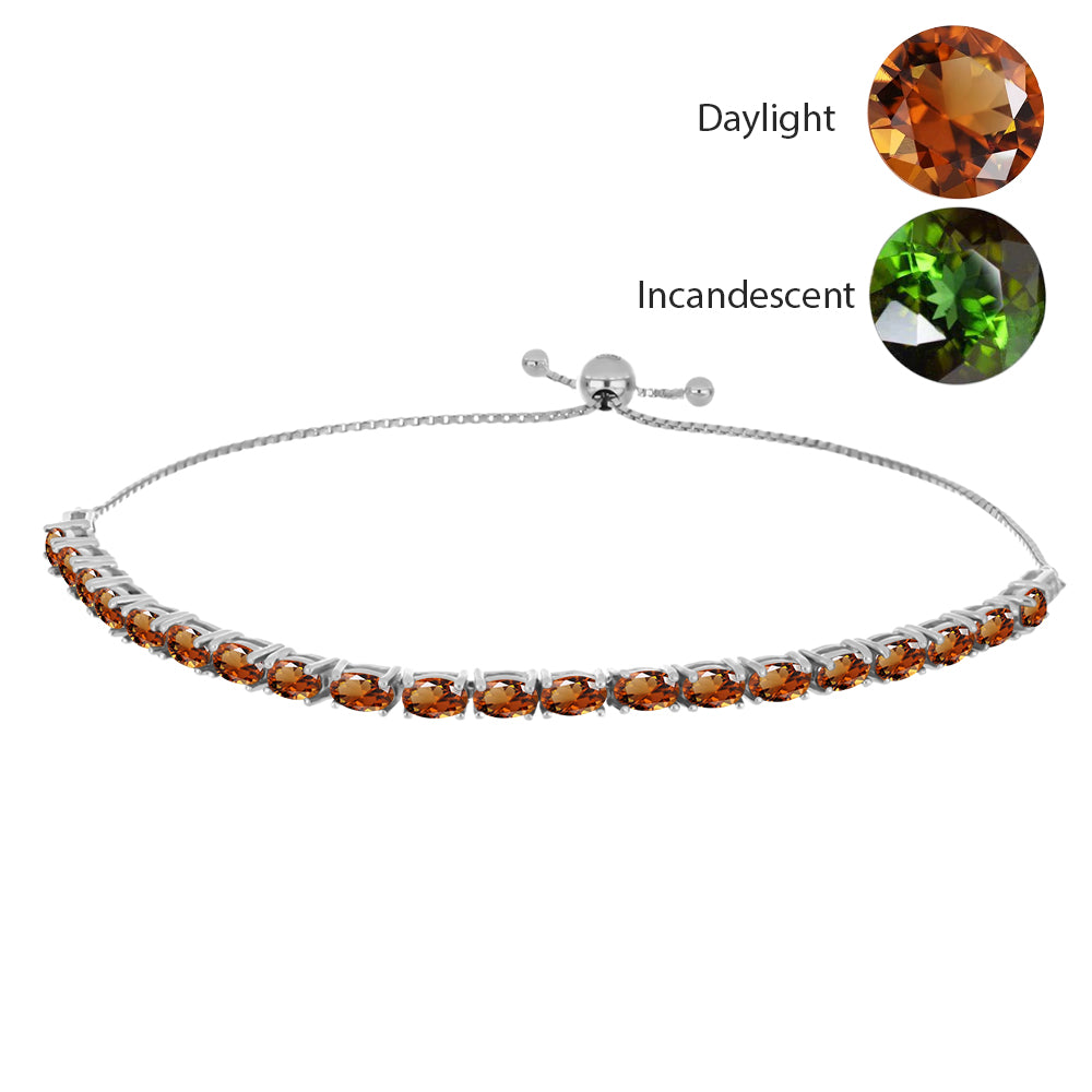 Brățară din Argint 925 ( 5.7 grame ) cu Zultanit Anatolian Certificat cultivat în laborator și Topaz Alb 5.85 Carate 1 