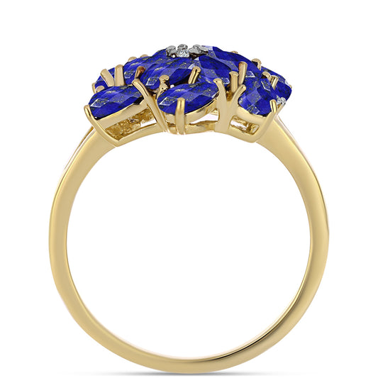Inel din Argint 925 Placat cu Aur ( 3.25 grame ) cu Lapis Lazuli și Topaz Alb 2.69 Carate
