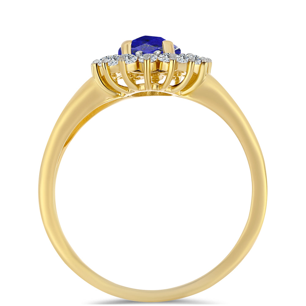Inel din Argint 925 Placat cu Aur ( 2.76 grame ) cu Lapis Lazuli și Topaz Alb 1.63 Carate 2 