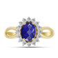 Inel din Argint 925 Placat cu Aur ( 2.76 grame ) cu Lapis Lazuli și Topaz Alb 1.63 Carate