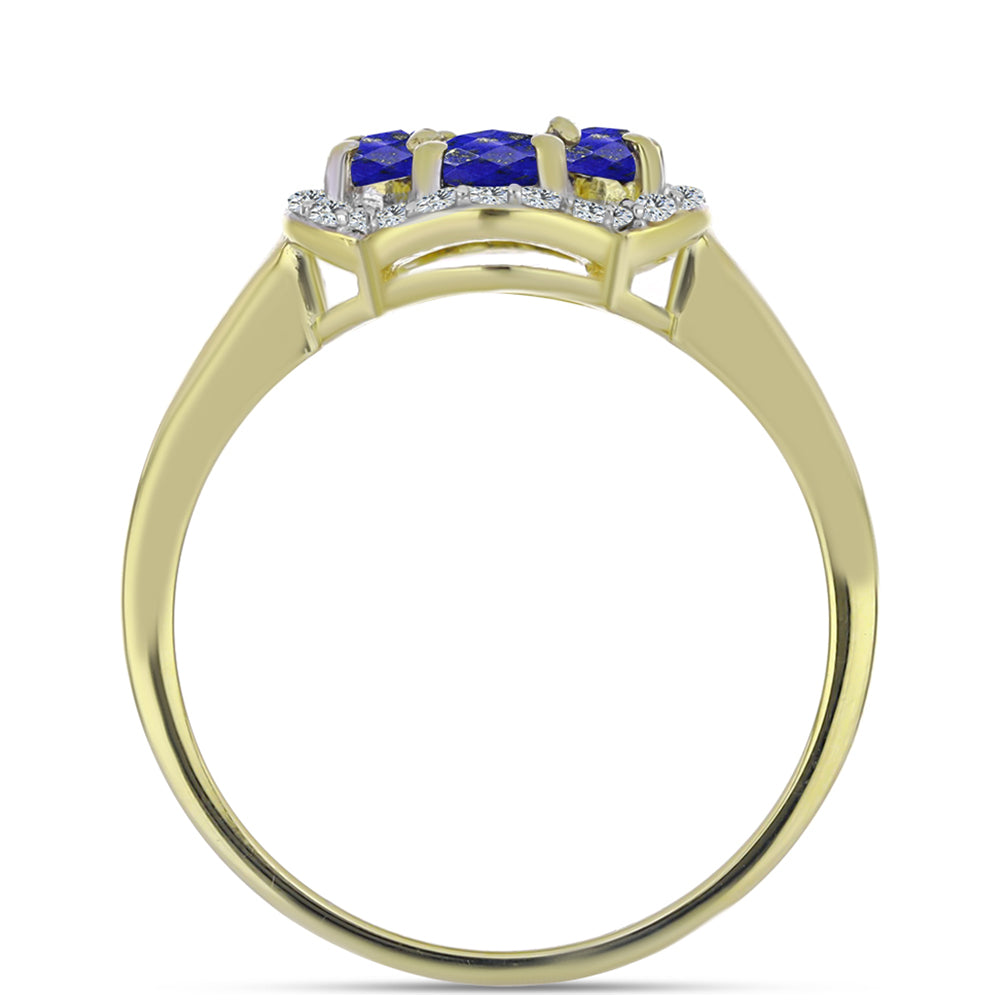 Inel din Argint 925 Placat cu Aur ( 2.81 grame ) cu Lapis Lazuli și Topaz Alb 1.24 Carate
