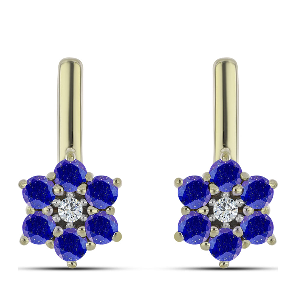 Cercei din Argint 925 Placat cu Aur ( 3 grame ) cu Lapis Lazuli și Topaz Alb 0.64 Carate
