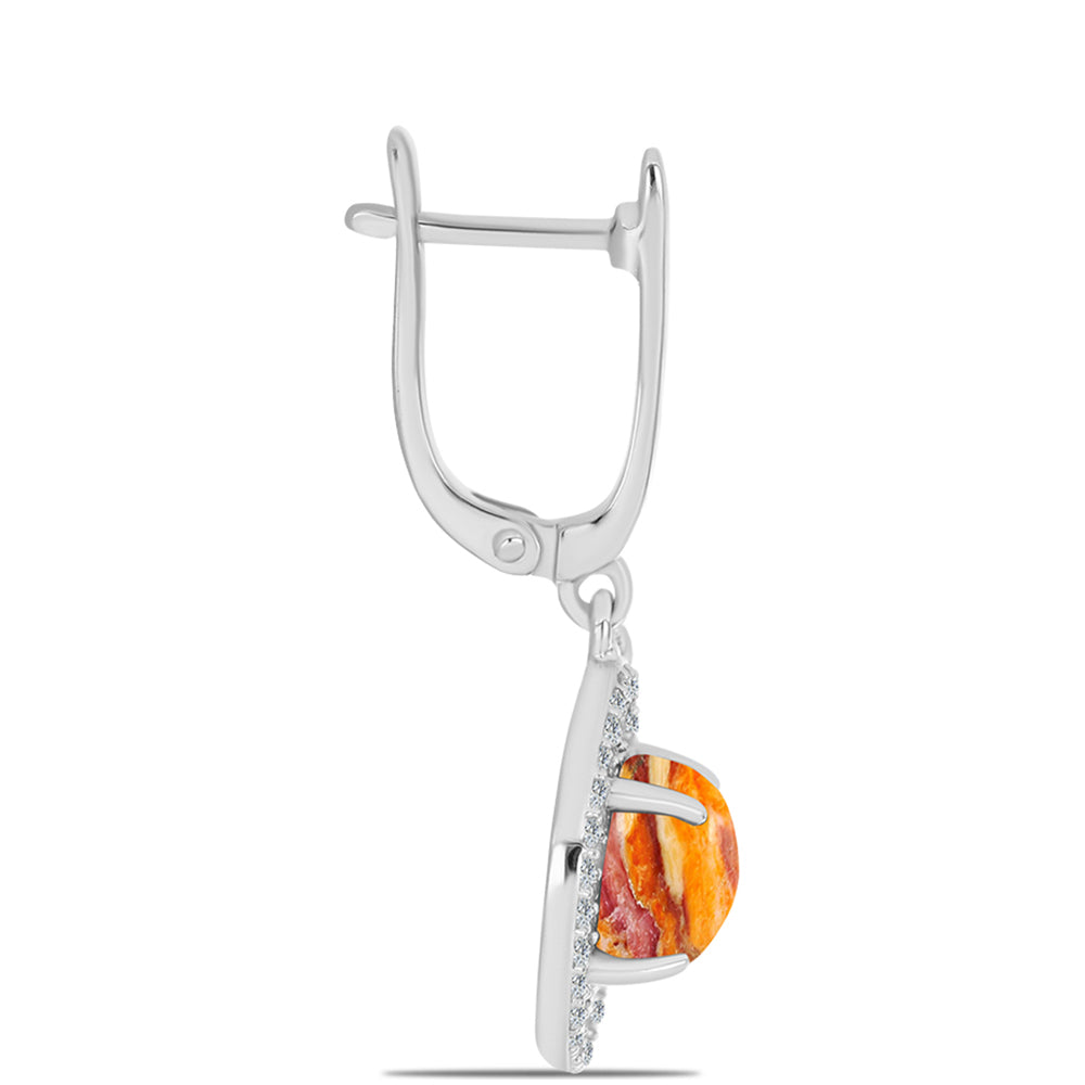 Cercei din Argint 925 ( 5.33 grame ) cu Jaspul "Lion's Paw" și Topaz Alb 5.04 Carate 2 