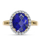 Inel din Argint 925 Placat cu Aur ( 3.79 grame ) cu Lapis Lazuli și Topaz Alb 5.28 Carate