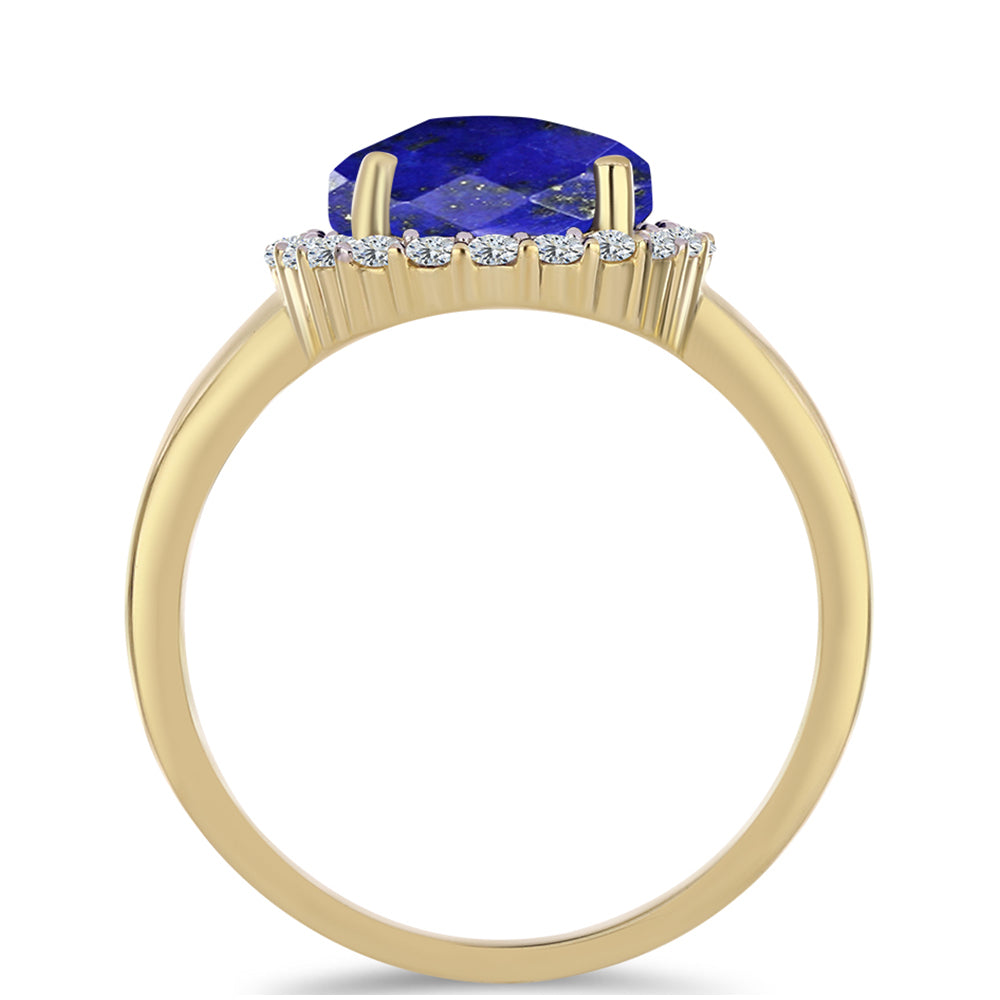 Inel din Argint 925 Placat cu Aur ( 3.79 grame ) cu Lapis Lazuli și Topaz Alb 5.28 Carate