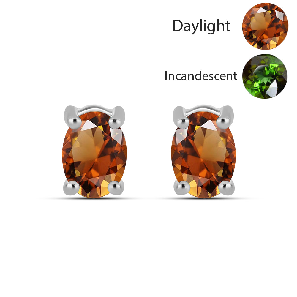 Cercei din Argint 925 ( 1.2 grame ) cu Zultanit Anatolian Certificat cultivat în laborator 1.84 Carate 1 