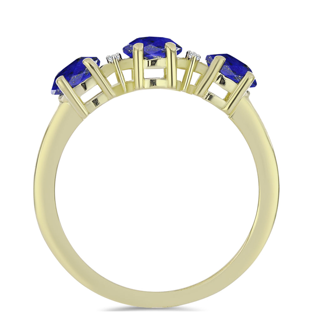 Inel din Argint 925 Placat cu Aur ( 2.18 grame ) cu Lapis Lazuli și Topaz Alb 0.72 Carate 3 