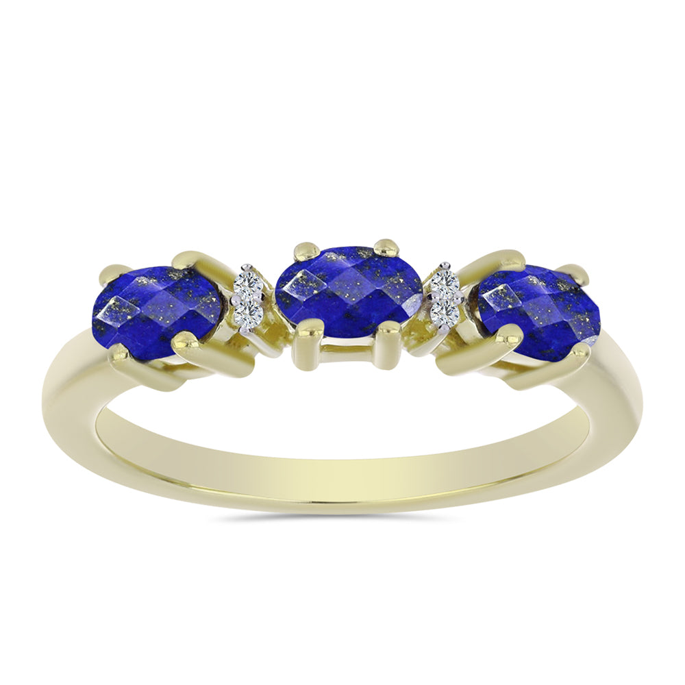 Inel din Argint 925 Placat cu Aur ( 2.18 grame ) cu Lapis Lazuli și Topaz Alb 0.72 Carate 1 