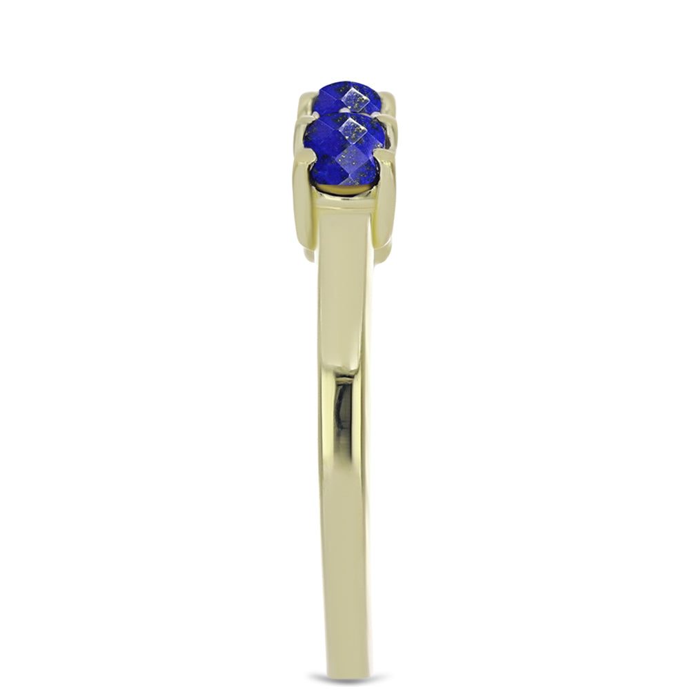 Inel din Argint 925 Placat cu Aur ( 2.18 grame ) cu Lapis Lazuli și Topaz Alb 0.72 Carate 4 