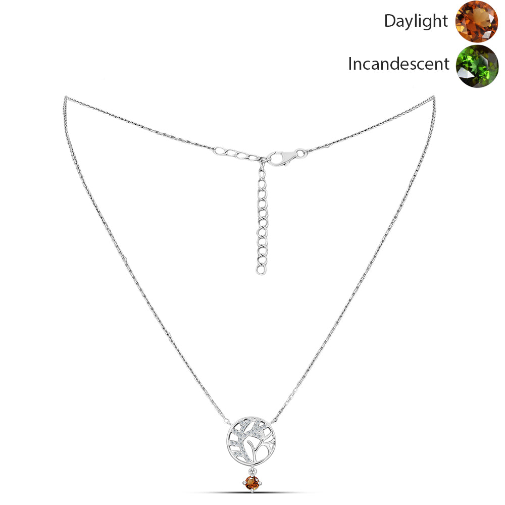 Colier din Argint 925 ( 4.09 grame ) cu Zultanit Anatolian Certificat cultivat în laborator și Topaz Alb 0.51 Carate