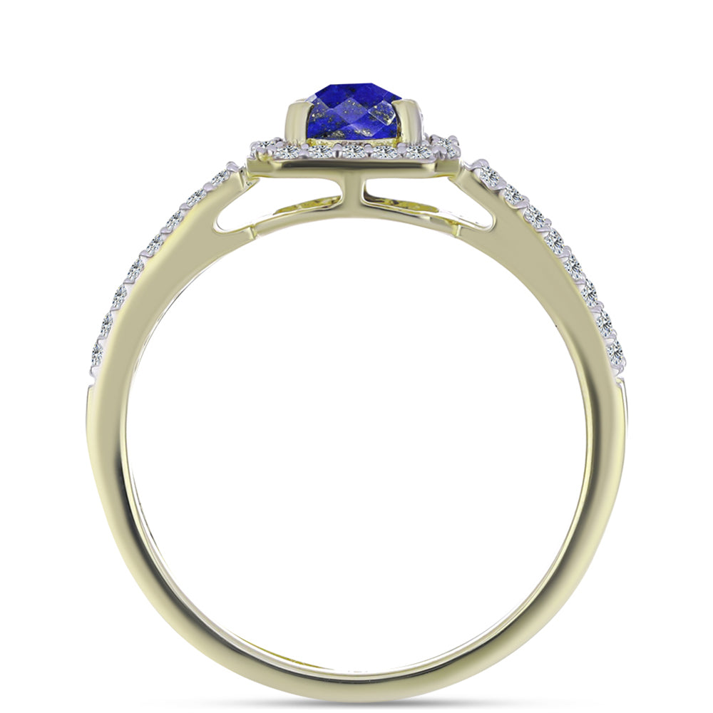 Inel din Argint 925 Placat cu Aur ( 3.05 grame ) cu Lapis Lazuli și Topaz Alb 1.34 Carate 3 