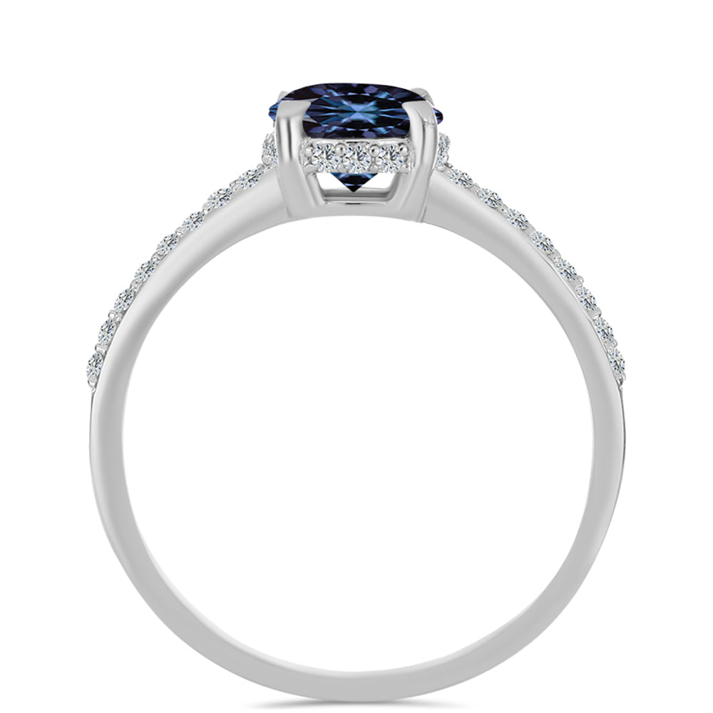 Inel din Argint 925 ( 1.94 grame ) cu Moissanite Violet Imperial și Topaz Alb 1.51 Carate 2 