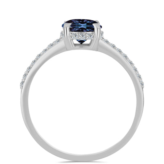 Inel din Argint 925 ( 1.94 grame ) cu Moissanite Violet Imperial și Topaz Alb 1.51 Carate