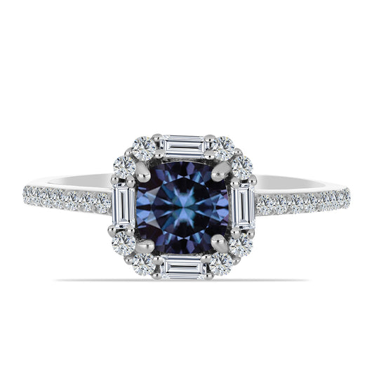 Inel din Argint 925 ( 1.86 grame ) cu Moissanite Violet Imperial și Zircon Alb 1.73 Carate