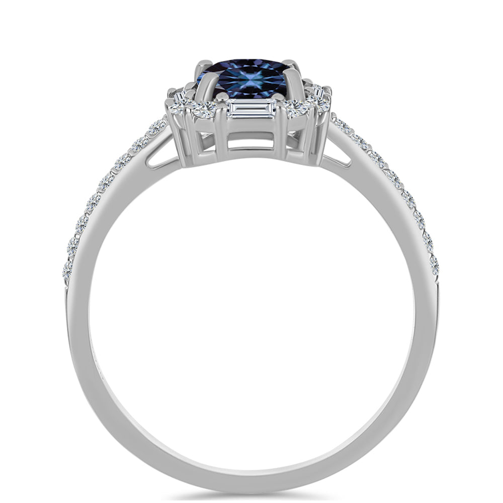 Inel din Argint 925 ( 1.86 grame ) cu Moissanite Violet Imperial și Zircon Alb 1.73 Carate
