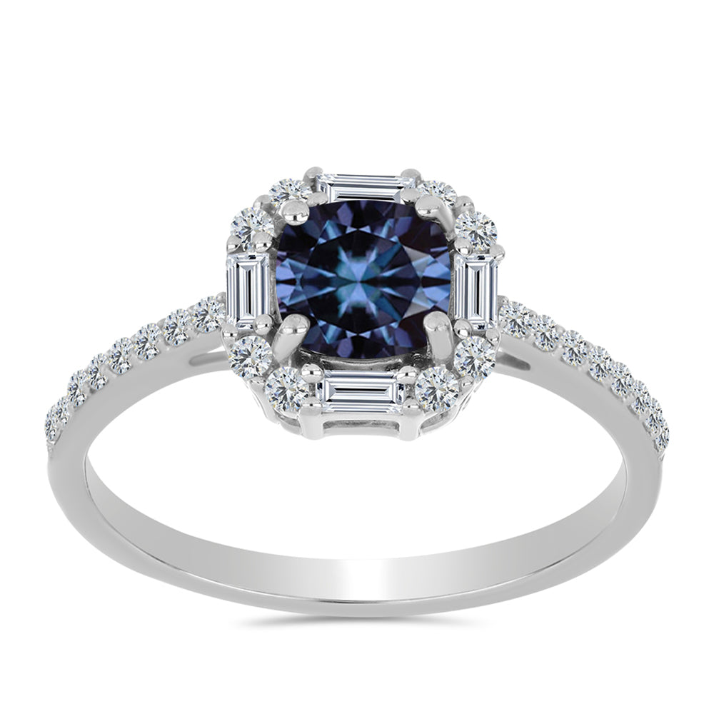 Inel din Argint 925 ( 1.86 grame ) cu Moissanite Violet Imperial și Zircon Alb 1.73 Carate 3 