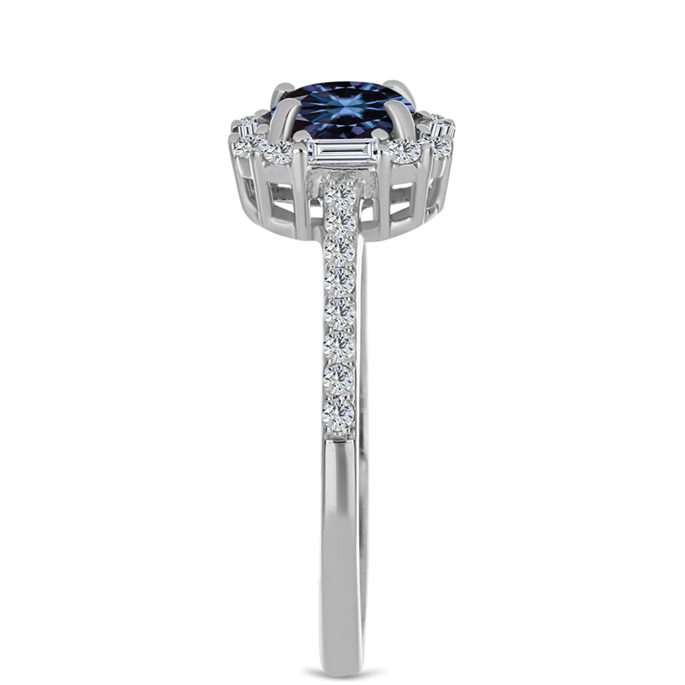 Inel din Argint 925 ( 1.86 grame ) cu Moissanite Violet Imperial și Zircon Alb 1.73 Carate