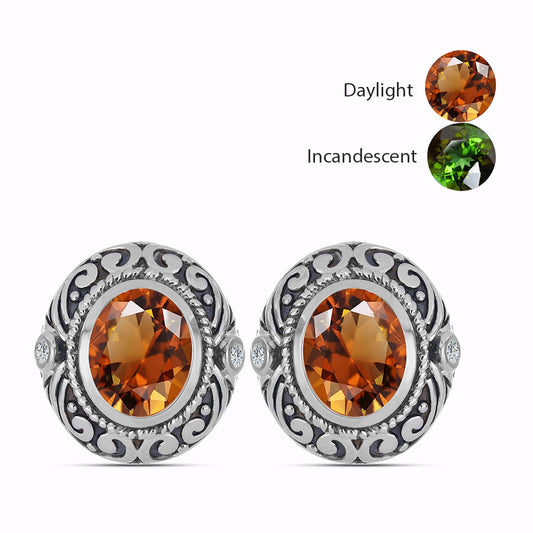 Cercei din Argint 925 ( 7.73 grame ) cu Zultanit Anatolian Certificat cultivat în laborator și Topaz Alb 6.32 Carate