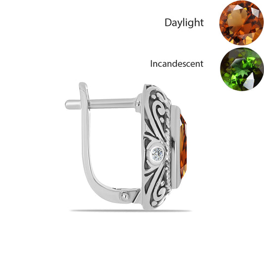 Cercei din Argint 925 ( 7.73 grame ) cu Zultanit Anatolian Certificat cultivat în laborator și Topaz Alb 6.32 Carate