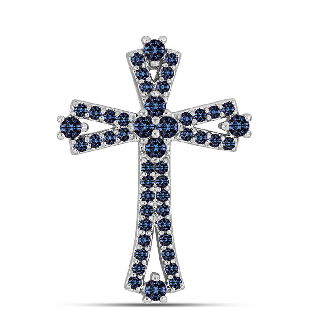 Cruce Pandantiv din Argint 925 ( 2.04 grame ) cu Moissanite Violet Imperial 0.58 Carate