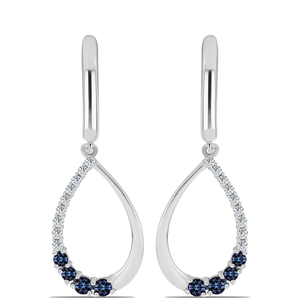 Cercei din Argint 925 ( 4.15 grame ) cu Moissanite Violet Imperial și Topaz Alb 0.68 Carate