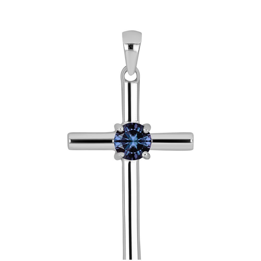 Cruce Pandantiv din Argint 925 ( 1.59 grame ) cu Moissanite Violet Imperial 0.44 Carate 1 