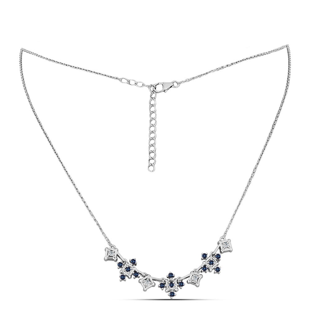 Colier din Argint 925 ( 6.72 grame ) cu Moissanite Violet Imperial și Topaz Alb 0.67 Carate 1 