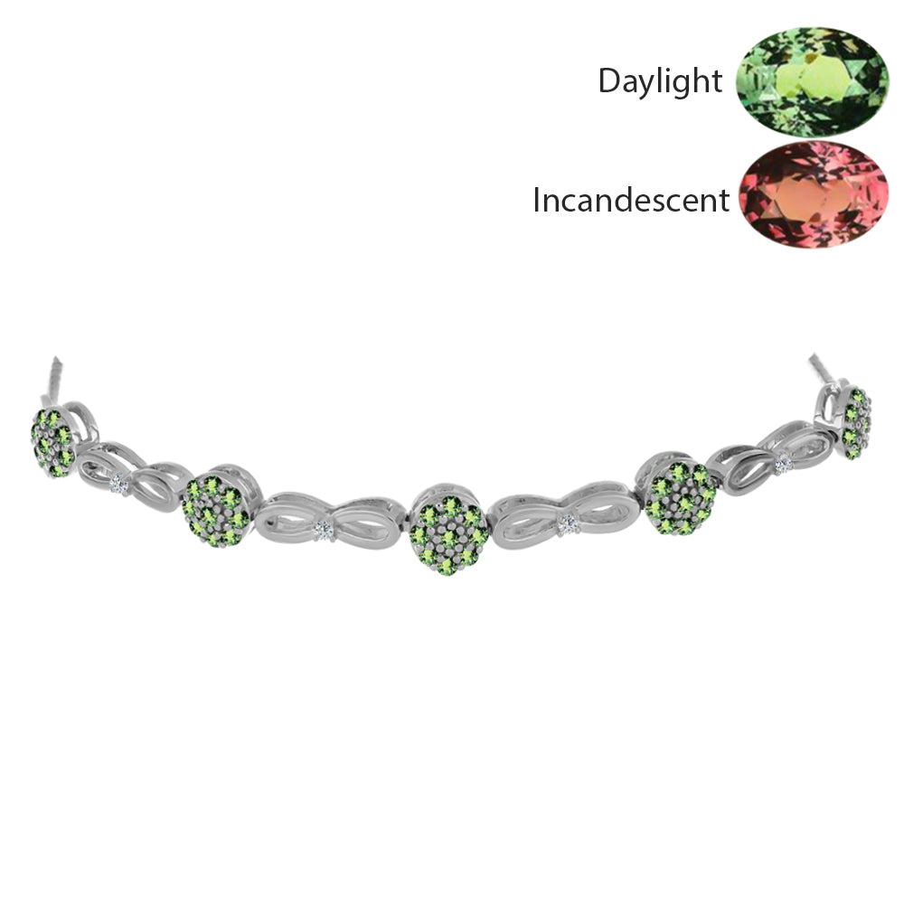 Brățară din Argint 925 ( 5.54 grame ) cu Alexandrit Natural și Topaz Alb 0.92 Carate 2 