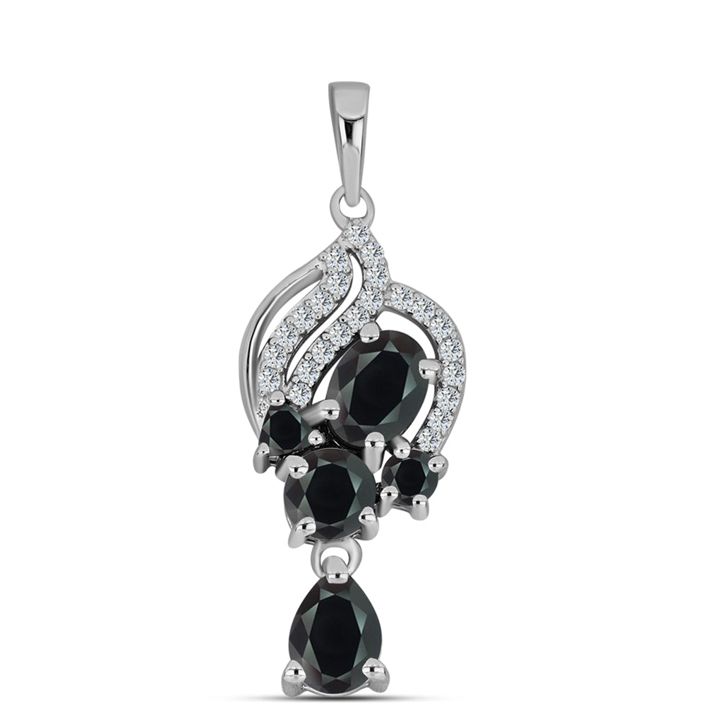 Pandantiv din Argint 925 ( 2 grame ) cu Obsidian și Topaz Alb 1.86 Carate 1 