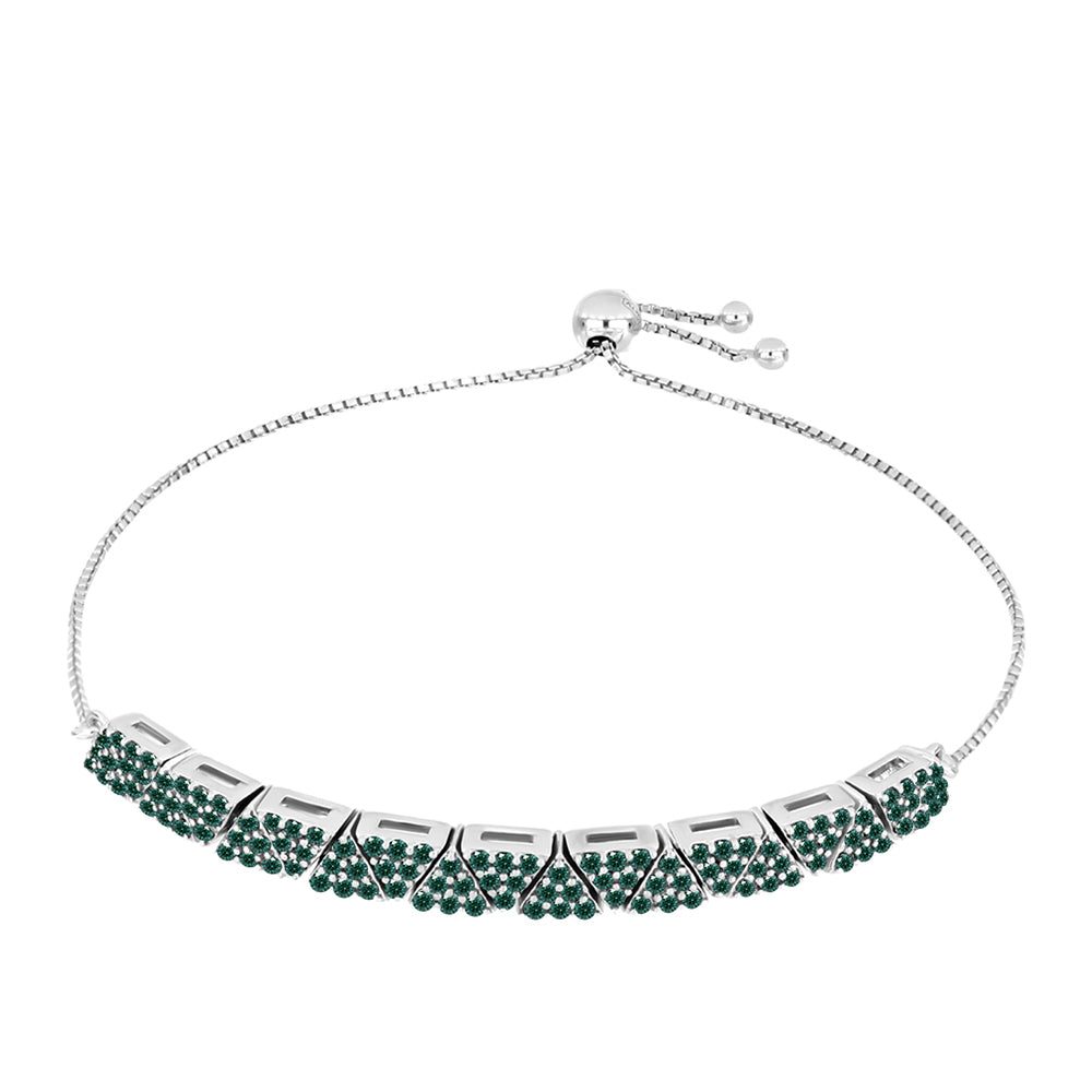 Brățară din Argint 925 ( 10.09 grame ) cu Moissanite verde-albăstrui marin 1.57 Carate 1 