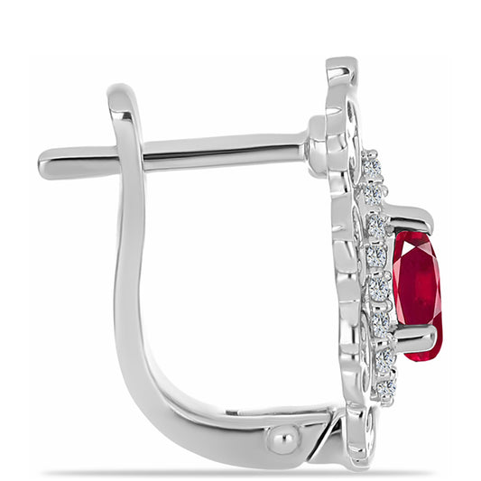 Cercei din Argint 925 ( 3.54 grame ) cu Rubin Malagasy și Topaz Alb 0.88 Carate