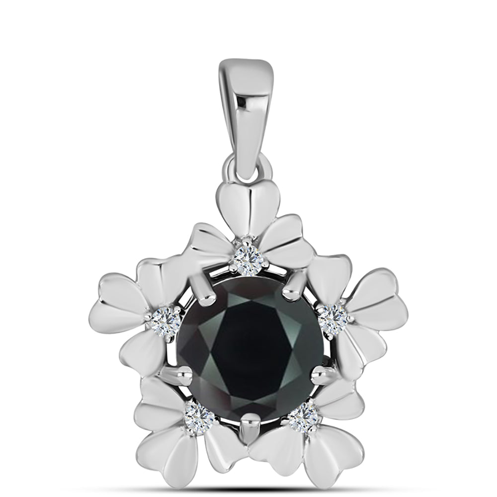 Pandantiv din Argint 925 ( 2.28 grame ) cu Obsidian și Topaz Alb 1.76 Carate 1 