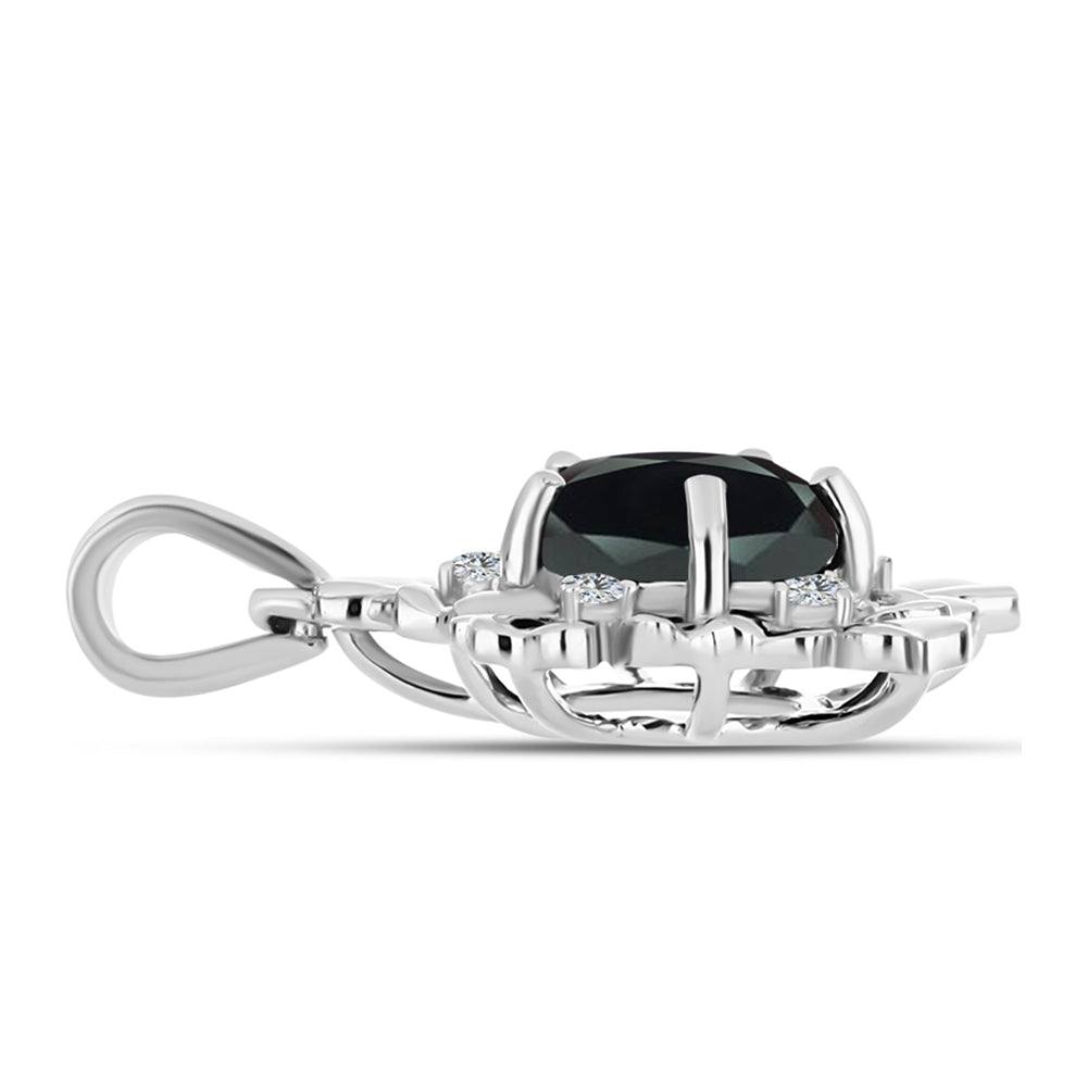 Pandantiv din Argint 925 ( 2.28 grame ) cu Obsidian și Topaz Alb 1.76 Carate