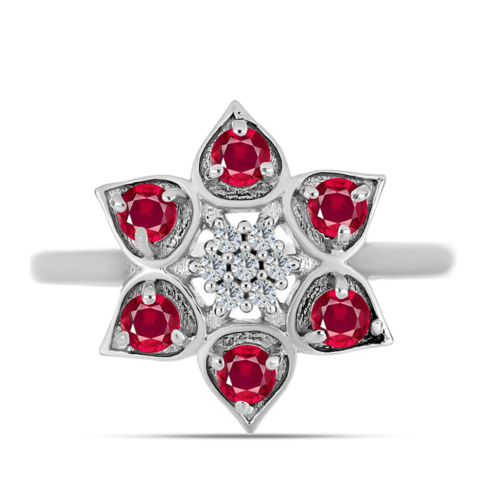 Inel din Argint 925 ( 3.01 grame ) cu Rubin Malagasy și Topaz Alb 0.69 Carate
