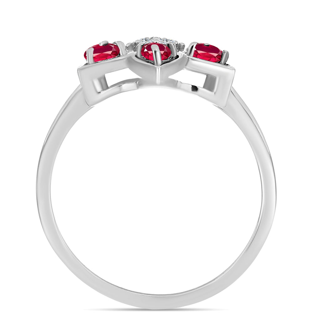 Inel din Argint 925 ( 3.01 grame ) cu Rubin Malagasy și Topaz Alb 0.69 Carate