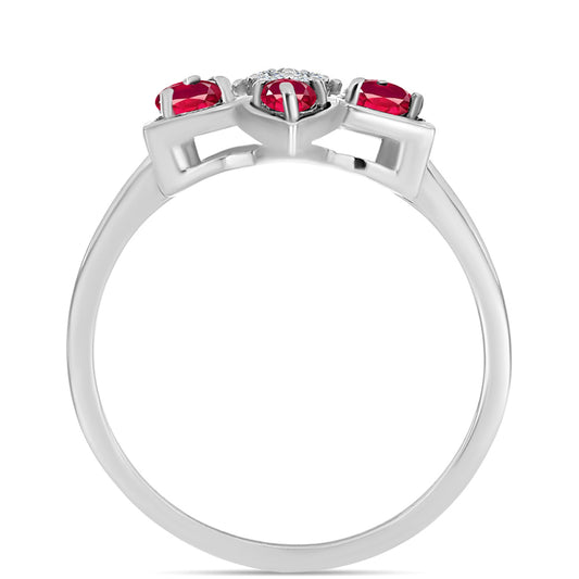 Inel din Argint 925 ( 3.01 grame ) cu Rubin Malagasy și Topaz Alb 0.69 Carate