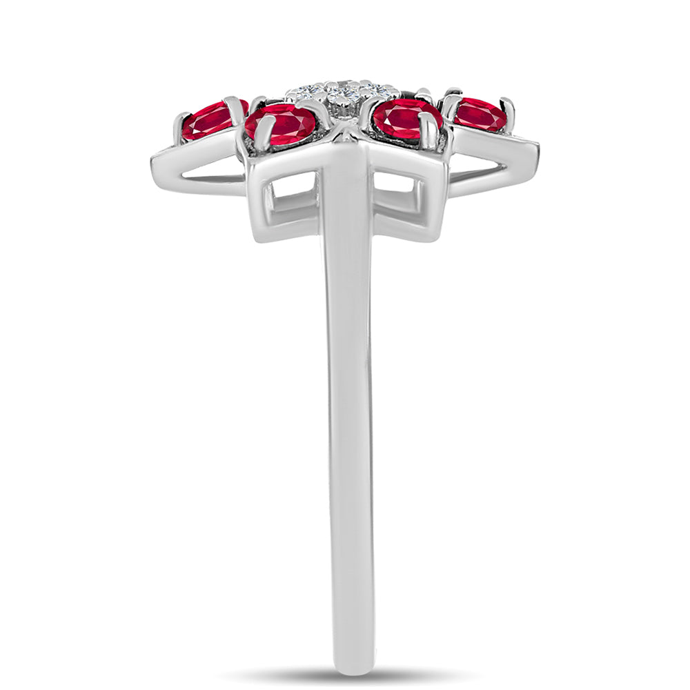 Inel din Argint 925 ( 3.01 grame ) cu Rubin Malagasy și Topaz Alb 0.69 Carate 4 