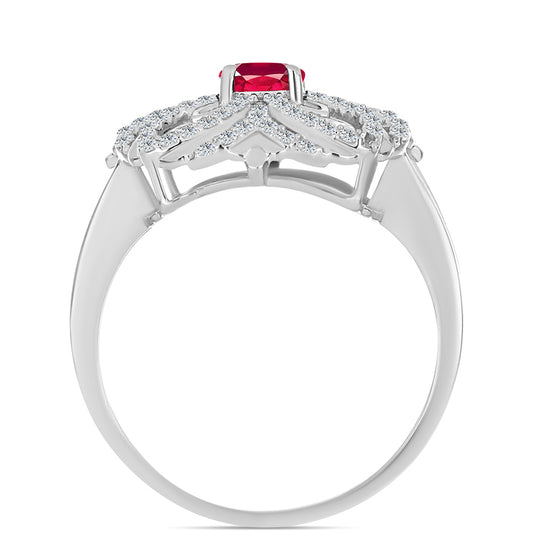 Inel din Argint 925 ( 3.89 grame ) cu Rubin Malagasy și Topaz Alb 1.33 Carate