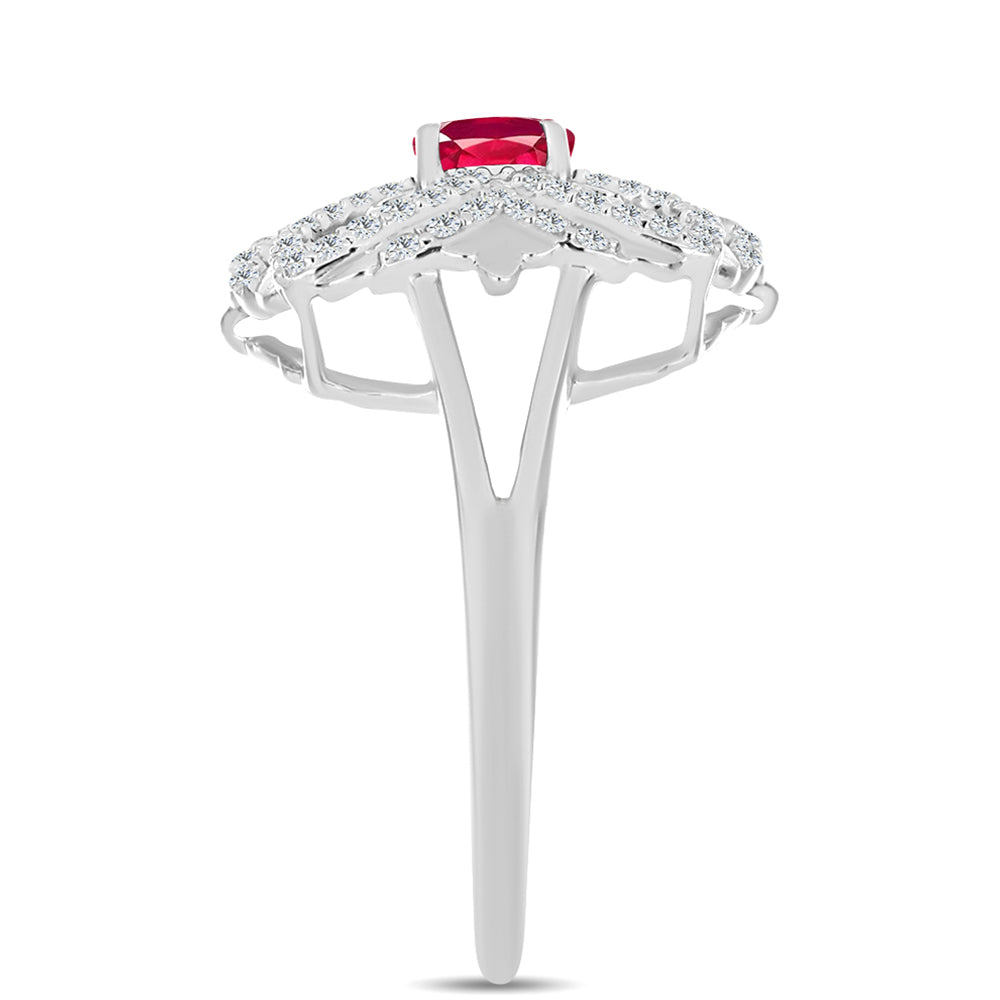 Inel din Argint 925 ( 3.89 grame ) cu Rubin Malagasy și Topaz Alb 1.33 Carate 4 