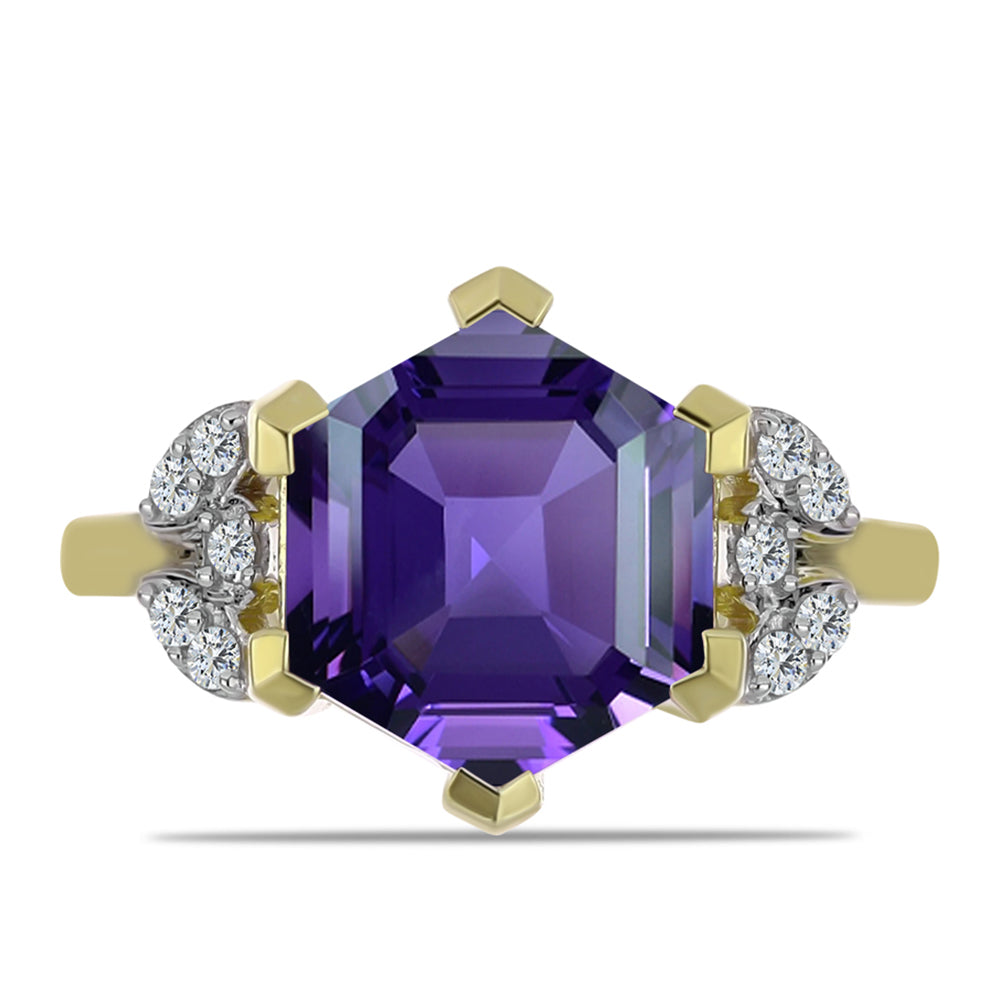 Inel din Argint 925 Placat cu Aur ( 3.3 grame ) cu Ametist Marocan și Topaz Alb 4.16 Carate 1 