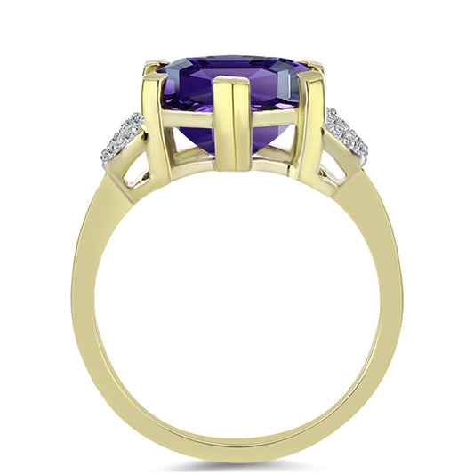 Inel din Argint 925 Placat cu Aur ( 3.3 grame ) cu Ametist Marocan și Topaz Alb 4.16 Carate