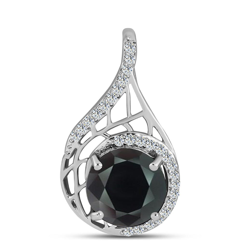 Pandantiv din Argint 925 ( 2.13 grame ) cu Obsidian și Topaz Alb 3.31 Carate 1 