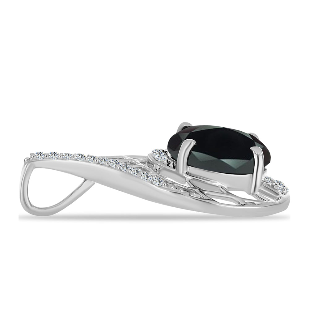 Pandantiv din Argint 925 ( 2.13 grame ) cu Obsidian și Topaz Alb 3.31 Carate 2 