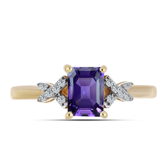 Inel din Argint 925 Placat cu Aur ( 2.39 grame ) cu Ametist Marocan și Topaz Alb 1.04 Carate