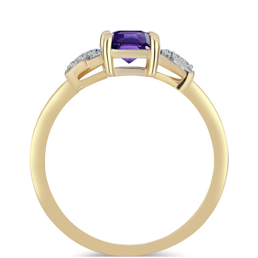 Inel din Argint 925 Placat cu Aur ( 2.39 grame ) cu Ametist Marocan și Topaz Alb 1.04 Carate