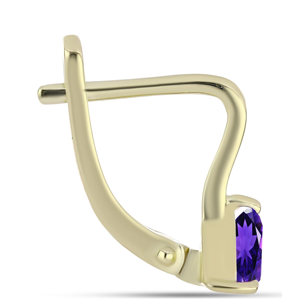 Cercei din Argint 925 Placat cu Aur ( 2.15 grame ) cu Ametist Marocan 0.76 Carate 2 