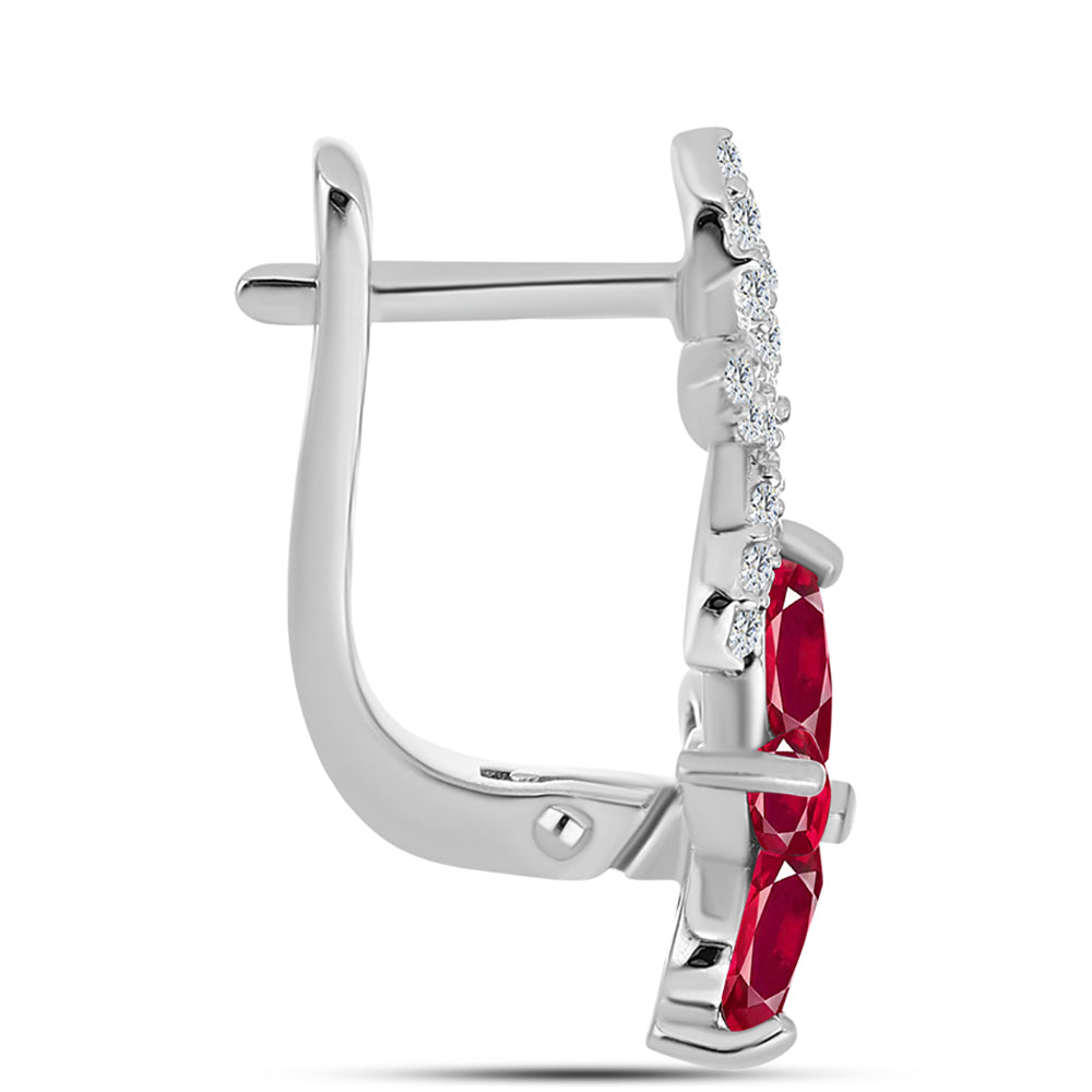 Cercei din Argint 925 ( 3.86 grame ) cu Rubin Malagasy și Topaz Alb 2.52 Carate 2 